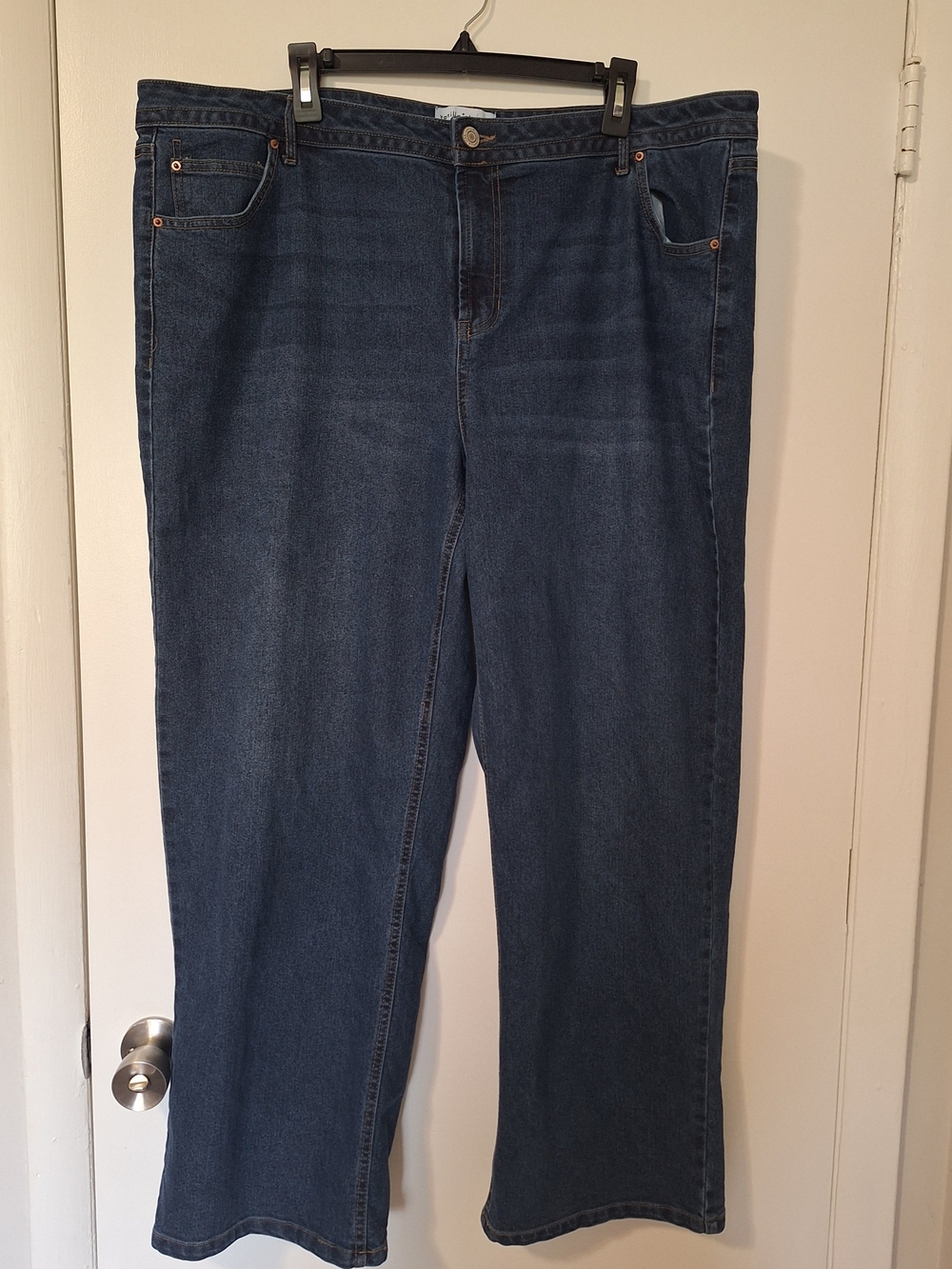 Vanilla Star Women's Dark Wash Wide-Leg Jeans